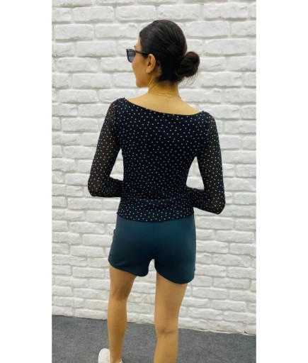 Şifon Astarlı Kayık Yaka Bluz 